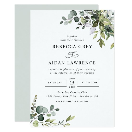 Rustic Eucalyptus Greenery Wedding Invitation