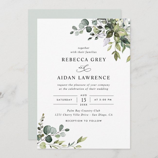 Rustic Eucalyptus Greenery Wedding Invitation