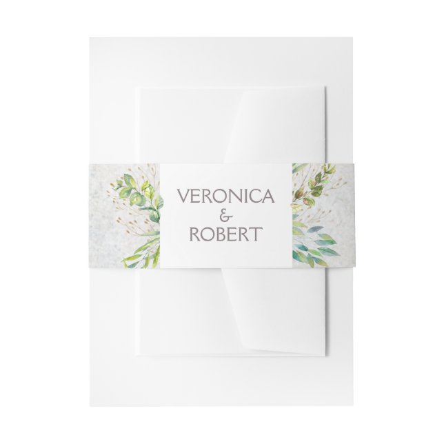 Rustic Eucalyptus Greenery Wedding  Invitation Belly Band (Front Example)