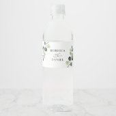 Rustic Eucalyptus Greenery Wedding Personalized Water Bottle Label (Front)