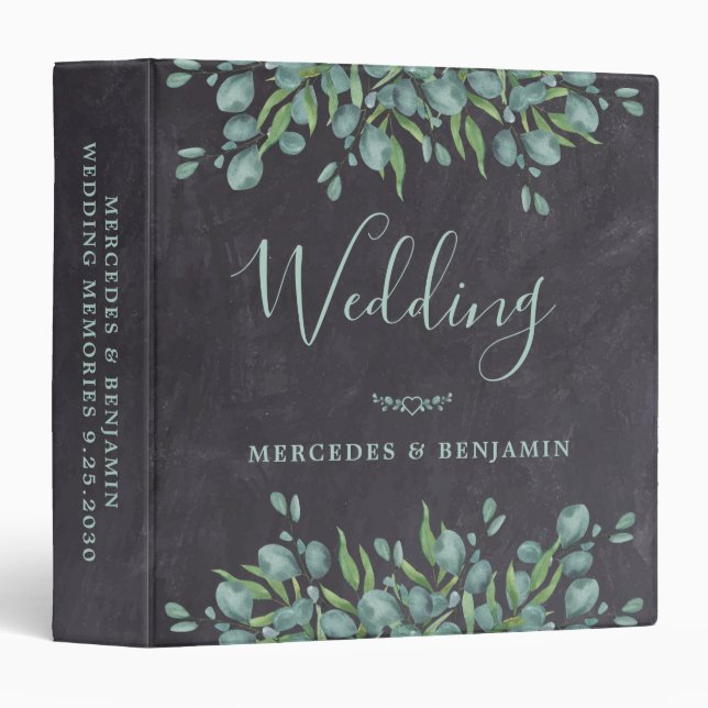 Rustic Eucalyptus Greenery Wedding Photo Album 3 Ring Binder (Front/Spine)