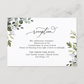 Rustic Eucalyptus Greenery Wedding Reception Enclosure Card by PeachBloome at Zazzle