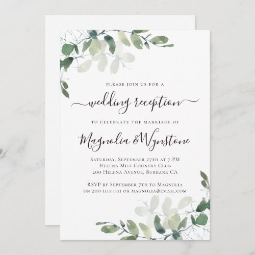 Rustic Eucalyptus Greenery Wedding Reception Invit Invitation