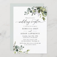 Rustic Eucalyptus Greenery Wedding Reception Invitation