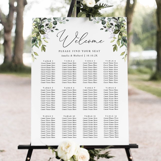 Rustic Eucalyptus Greenery Wedding Seating Chart (Creator Uploaded)