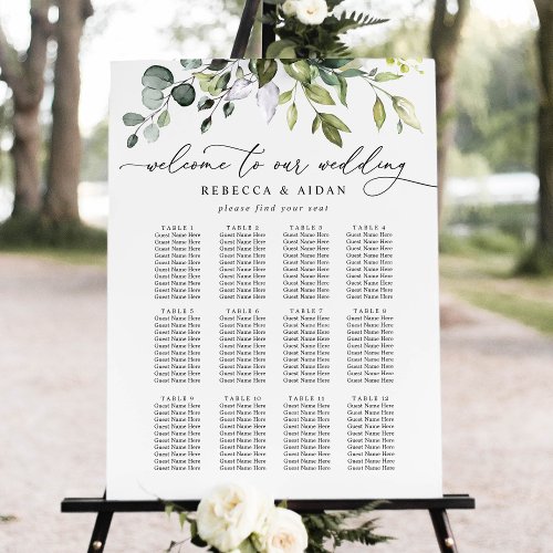 Rustic Eucalyptus Greenery Wedding Seating Chart Foam Board