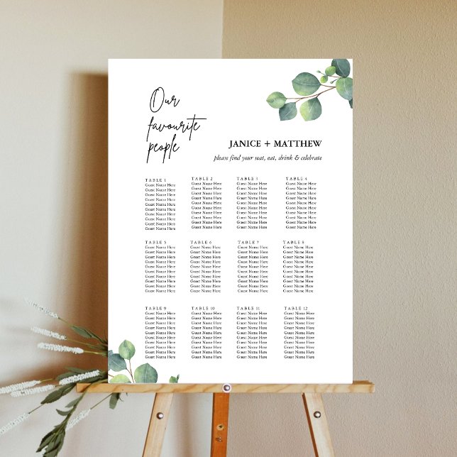 Rustic Eucalyptus Greenery Wedding Seating Chart Foam Board (Creator Uploaded)