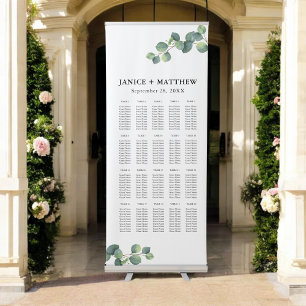 Rustic Eucalyptus Greenery Wedding Seating Chart Retractable Banner