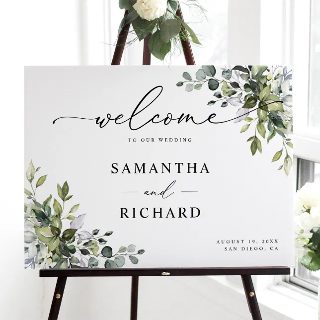 Rustic Eucalyptus Greenery Wedding Welcome Foam B Foam Board | Zazzle