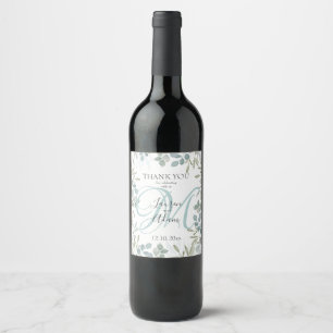 Rustic Eucalyptus Greenery wedding wine Wine Label