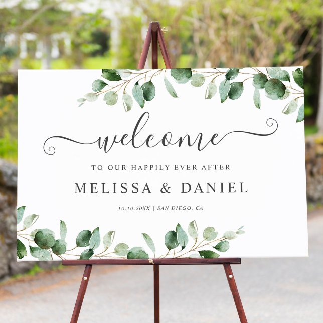 Rustic Eucalyptus Greenery Welcome Wedding Foam Board (Creator Uploaded)