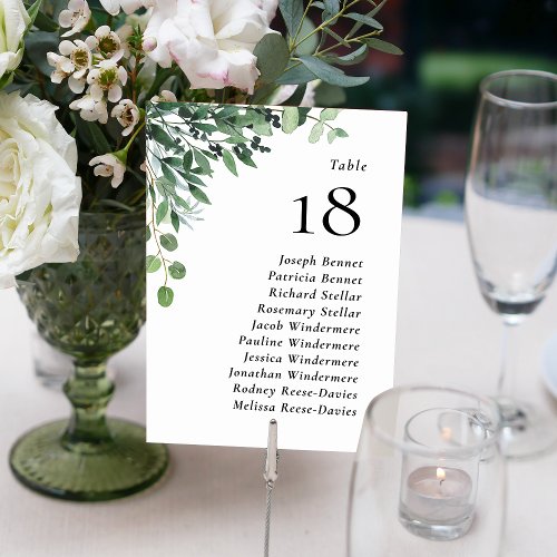 Rustic Eucalyptus Guest Names Wedding Table Number