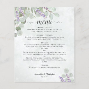 Rustic Eucalyptus & Lavender Budget Wedding Menu