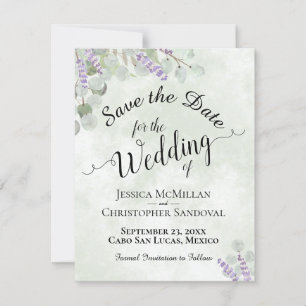 Rustic Eucalyptus & Lavender Elegant Sage Wedding Save The Date