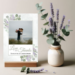 Rustic Eucalyptus & Lavender Love & Thanks Wedding Thank You Card
