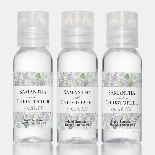 Rustic Eucalyptus & Lavender Wedding Favor Hand Sanitizer (Set)