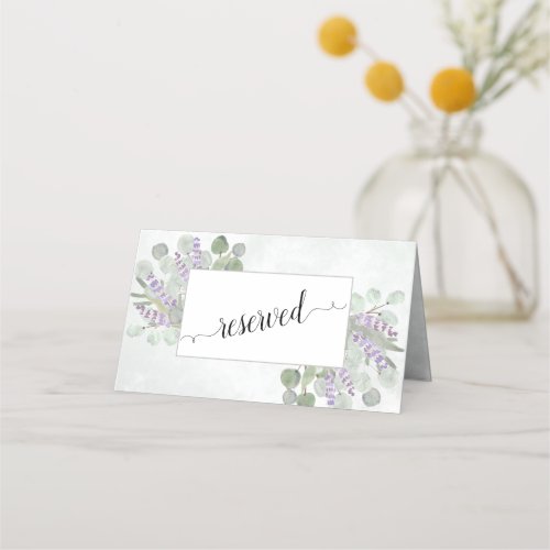 Rustic Eucalyptus  Lavender Wedding Reserved Place Card