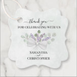 Rustic Eucalyptus & Lavender Wedding Thank You Favor Tags<br><div class="desc">These beautiful favor tags are perfect for thanking special guests or members of your wedding party. They feature a beautiful rustic boho chic design with your names and the wedding date on a marbled dusty blue background with a lovely bouquet of hand painted watercolor sprigs of lavender flowers and eucalyptus...</div>