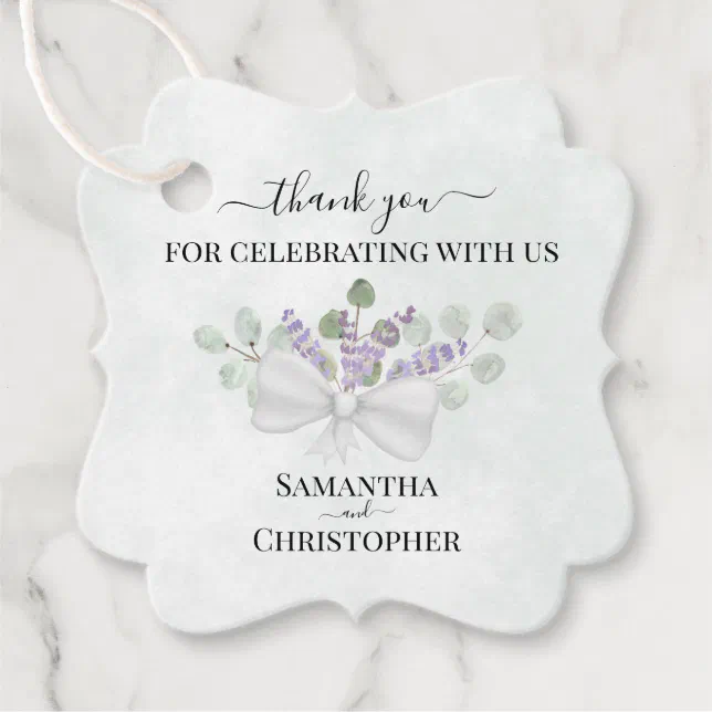 Rustic Eucalyptus & Lavender Wedding Thank You Favor Tags | Zazzle