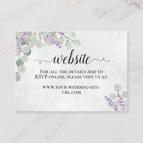 Rustic Eucalyptus  Lavender Wedding Website Enclosure Card