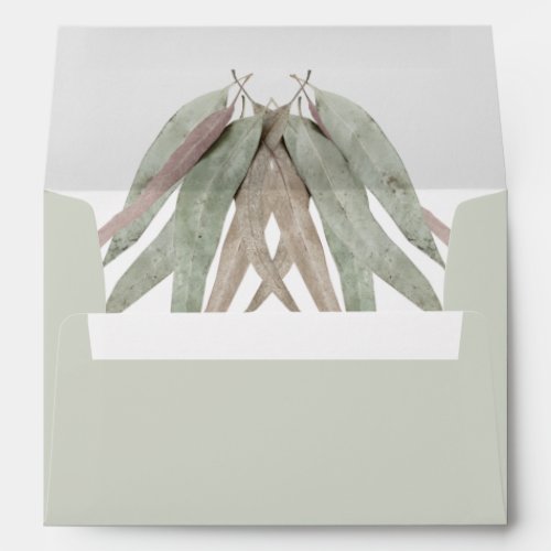 Rustic Eucalyptus Leaf 5x7 Wedding Invitation  Envelope