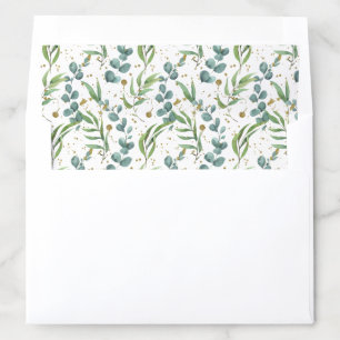 Rustic Eucalyptus Leaf Pattern Sage Green Wedding Envelope Liner