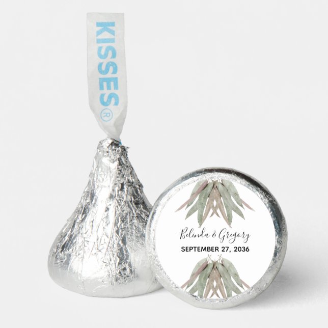 Rustic Eucalyptus Leaf Wedding  Hershey®'s Kisses® (Front)