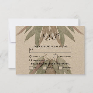 Rustic Eucalyptus Leaf Wedding RSVP Cards