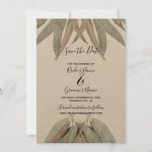Rustic Eucalyptus Leaf Wedding Save The Date