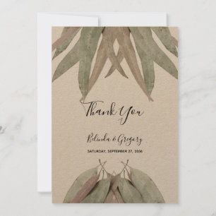 Rustic Eucalyptus Leaf Wedding  Thank You Card