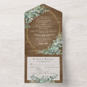 Rustic Eucalyptus Leaves All in One Wedding Invite (Inside)