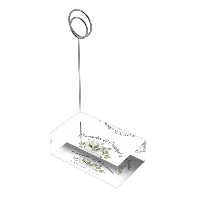 Rustic Eucalyptus Leaves Bouquet Boho Wedding Place Card Holder (Corner)