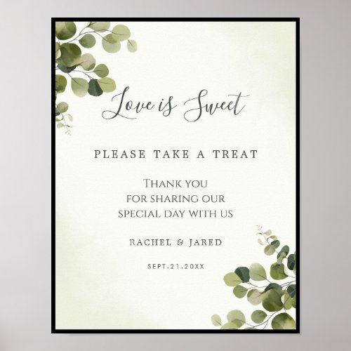 Rustic Eucalyptus Leaves Budget Wedding Favors Poster