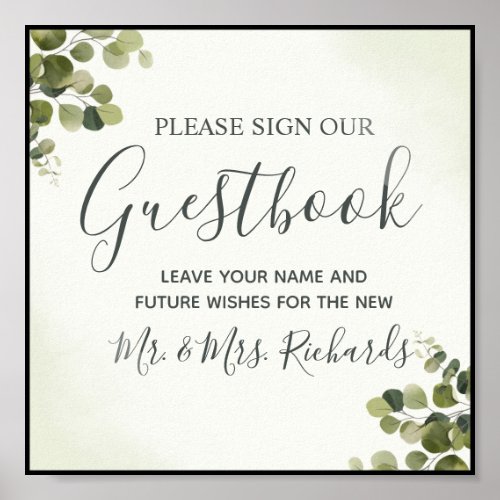 Rustic Eucalyptus Leaves Budget Wedding Guestbook