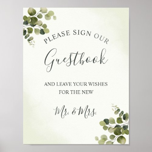 Rustic Eucalyptus Leaves Budget Wedding Guestbook