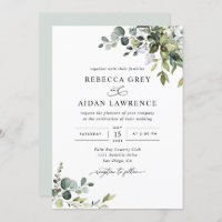 Rustic Eucalyptus Leaves Greenery Wedding Invitation