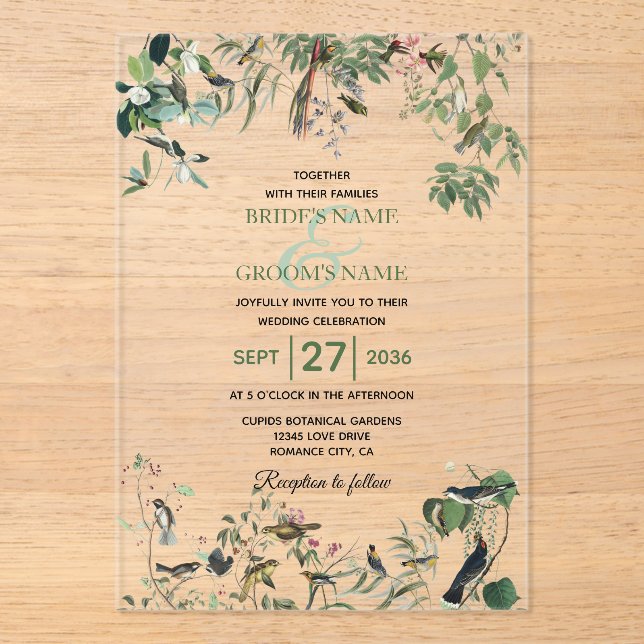 Rustic Eucalyptus Leaves Vintage Greenery Wedding Acrylic Invitations (Front)
