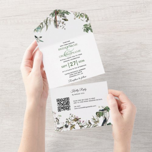 Rustic Eucalyptus Leaves Vintage Greenery Wedding  All In One Invitation