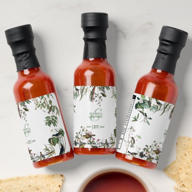 Rustic Eucalyptus Leaves Vintage Greenery Wedding  Hot Sauces (Laydown)