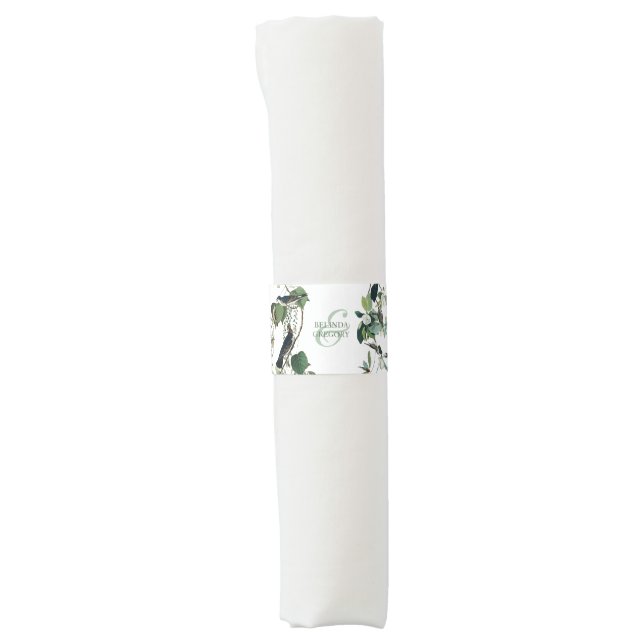 Rustic Eucalyptus Leaves Vintage Greenery Wedding  Napkin Bands (Front)