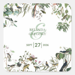 Rustic Eucalyptus Leaves Vintage Greenery Wedding Square Sticker