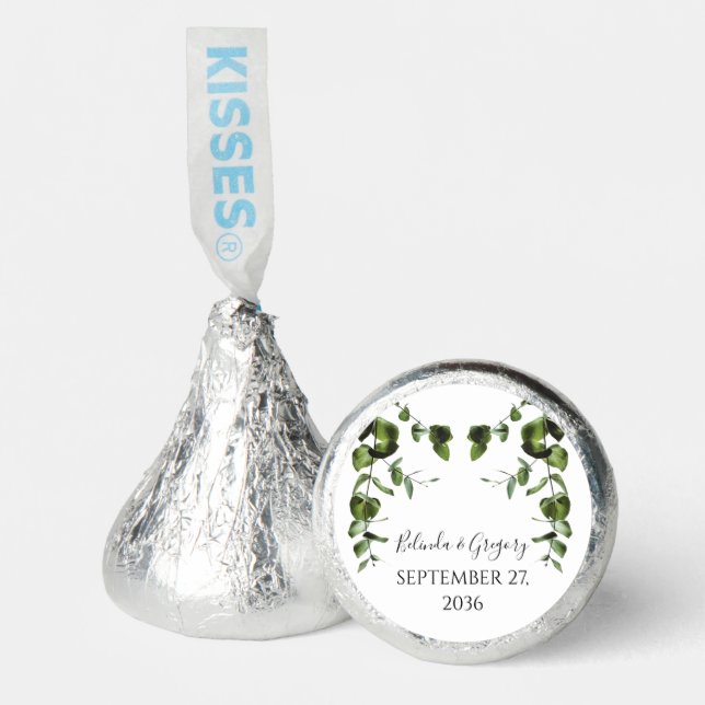 Rustic  Eucalyptus Leaves Wedding   Hershey®'s Kisses® (Front)