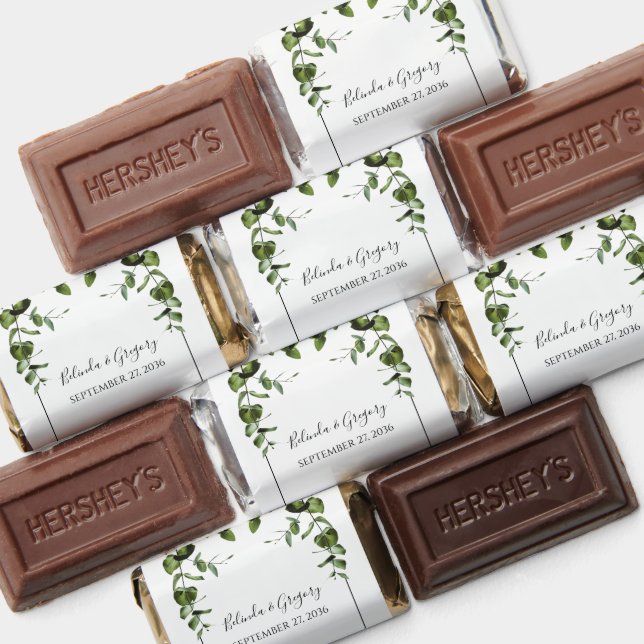 Rustic  Eucalyptus Leaves Wedding  Hershey's Miniatures (Assorted)