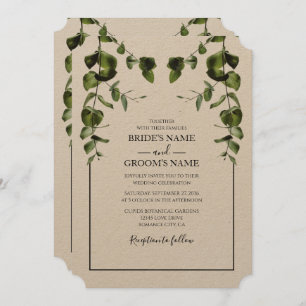 Rustic Eucalyptus Leaves Wedding Invitations