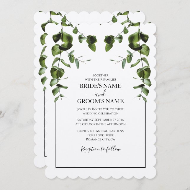 Rustic  Eucalyptus Leaves Wedding Invitations (Front/Back)