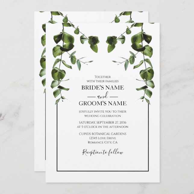 Rustic  Eucalyptus Leaves Wedding Invitations (Front/Back)