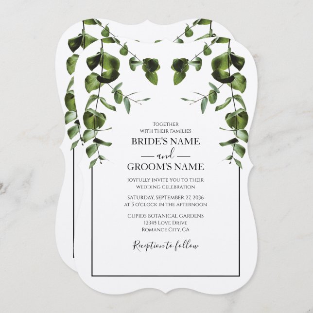 Rustic  Eucalyptus Leaves Wedding Invitations (Front/Back)