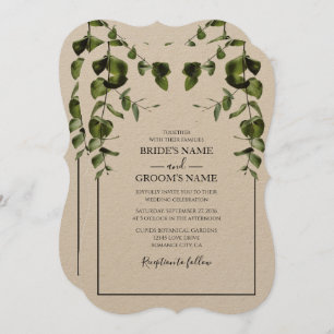 Rustic Eucalyptus Leaves Wedding Invitations