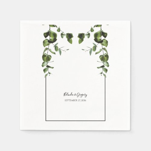 Rustic  Eucalyptus Leaves Wedding   Napkins