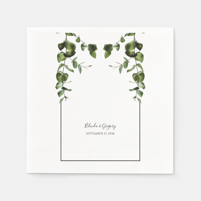 Rustic  Eucalyptus Leaves Wedding   Napkins (Front)